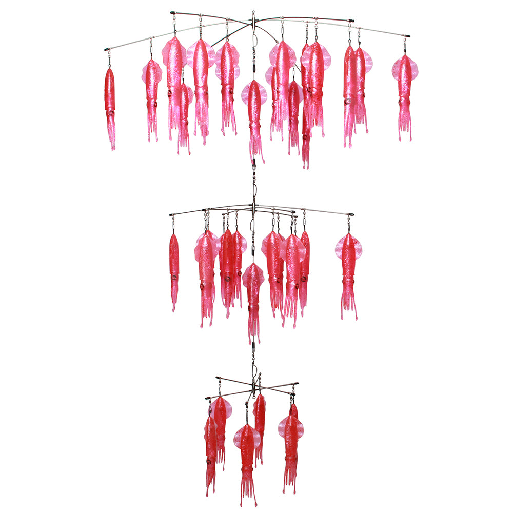 Triple Tier Vivid Pink Glitter No Tangle 36" x 24" x 12" Squid Dredge