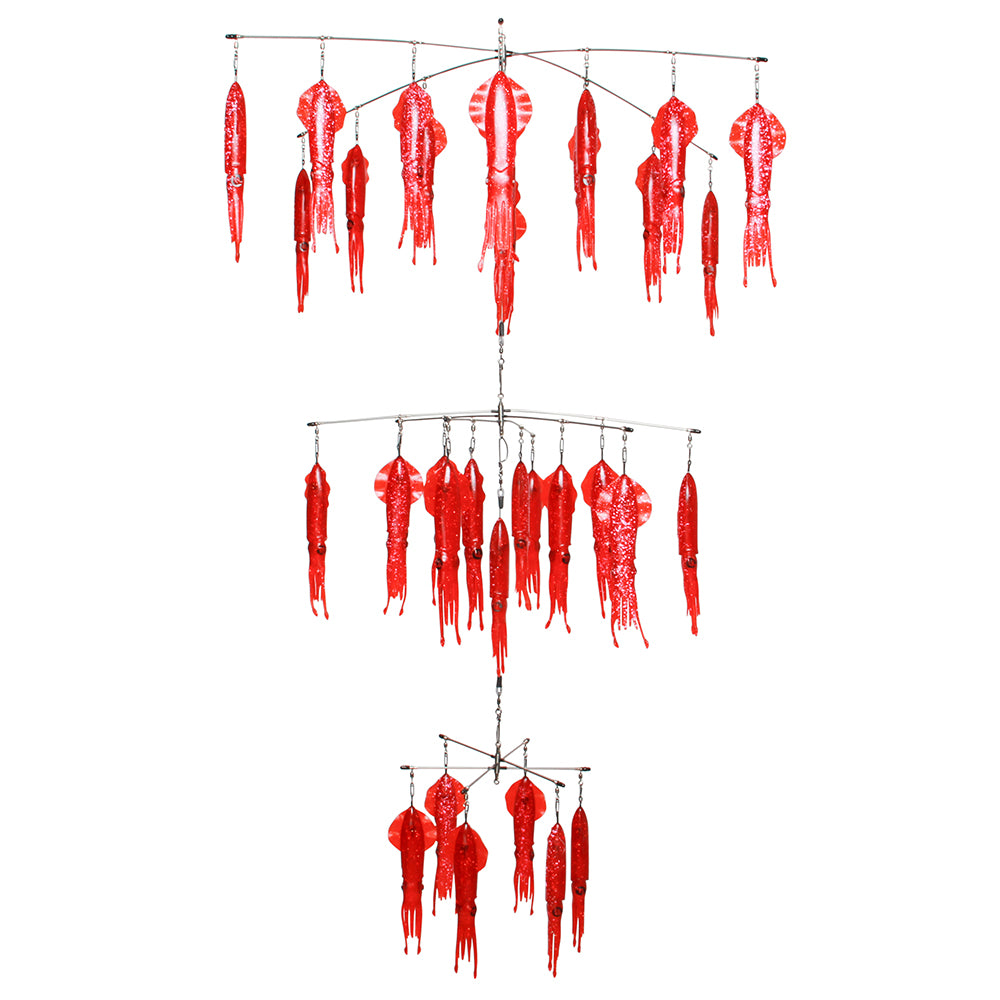 Triple Tier Vivid Fire Engine Red No Tangle 36" x 24" x 12" Squid Dredge