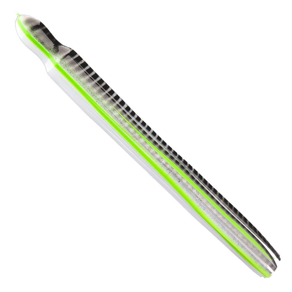 Trolling lure replacement skirt, clear with small black bars
