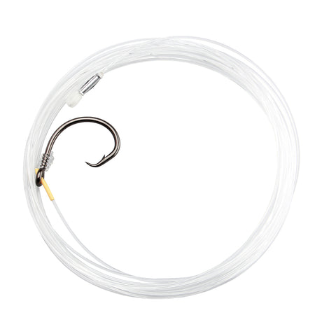MUSTAD circle hook on 30' of X-TRA hard mono. Blue Marlin pitch bait rig.