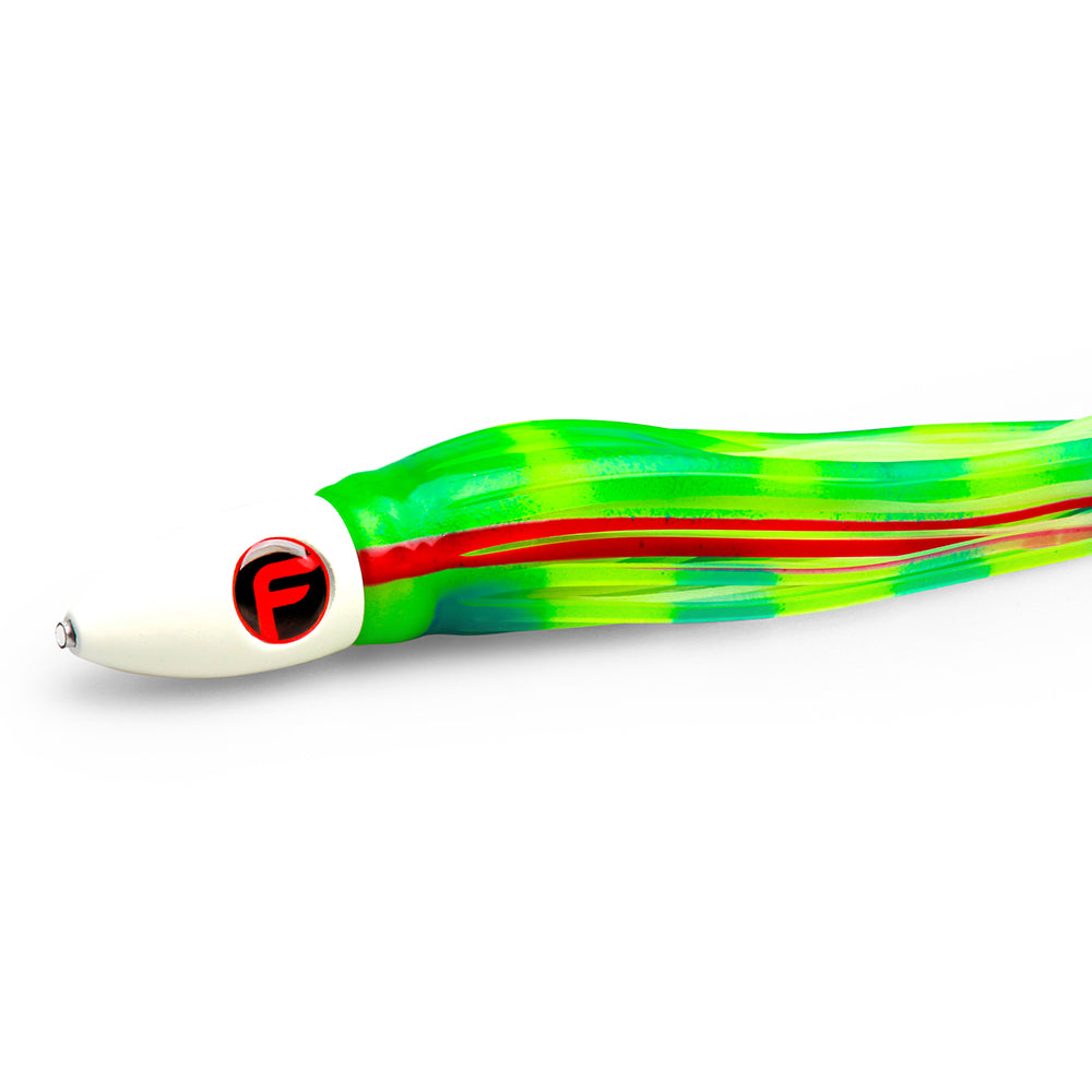 fishing feather rig 8 trolling bullet weighted head lure Fatboy Lead Bullet Trolling Lure Large (25oz) 14" / Glow