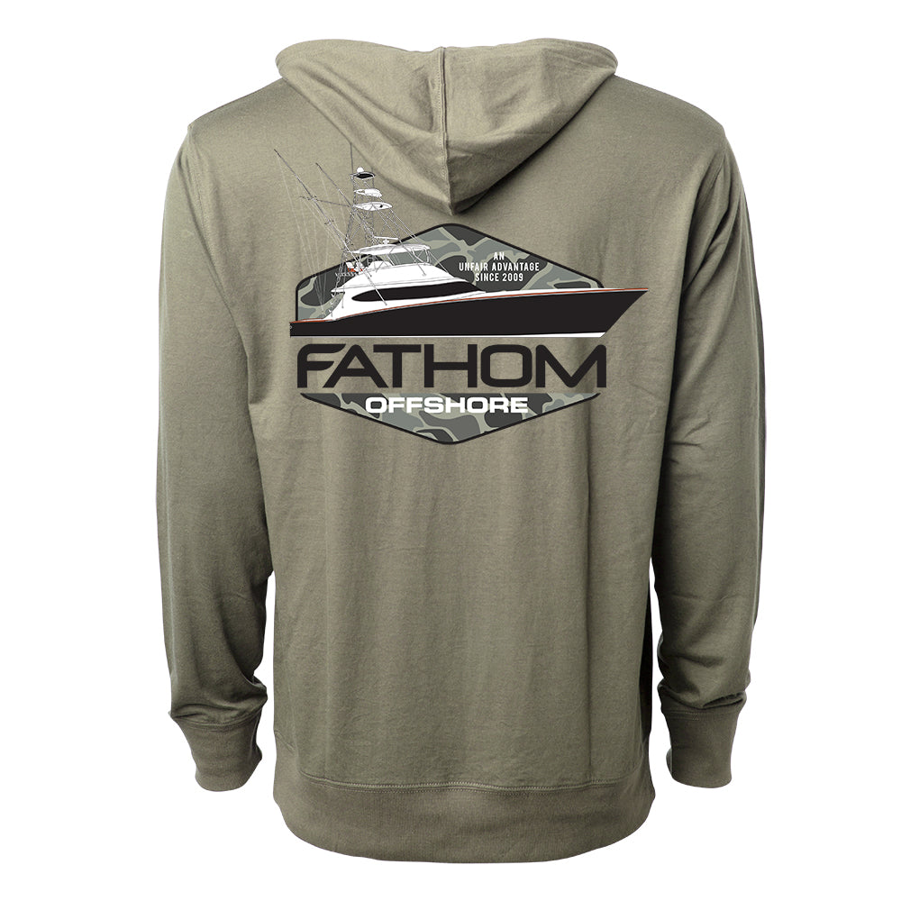 Sporty Camo Hooded Long Sleeve Olive