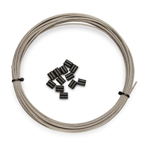 49 Strand Stainless Steel cable with 12 crimps. 30' coil