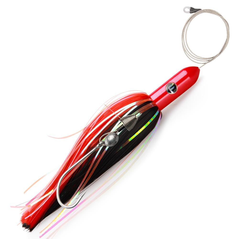 ballyhoo hooks with screw on weight Jimmy Rig - Cable Ballyhoo Rigged Torpedo Red