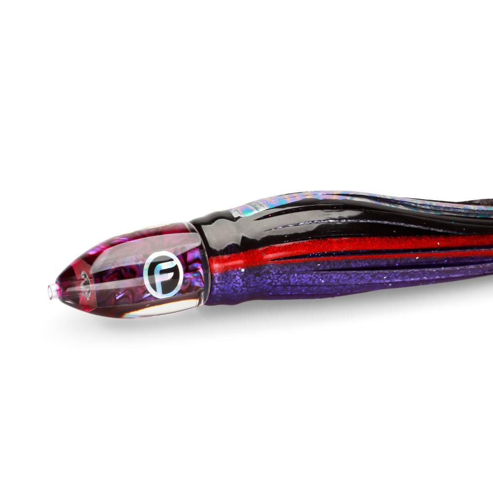 daily double fishing lure Double O Medium 9" Trolling Lure Purple Paua Shell / Mono Rigged